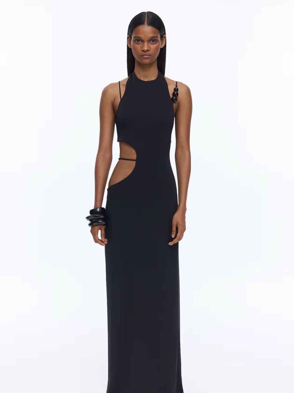 H&M Black Backless Cutout Maxi Dress